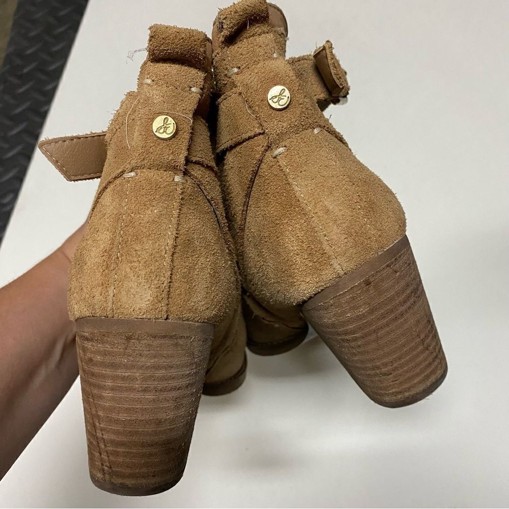 Sam Edelman Maurine Tan leather Suede Western Cutout Ankle Boots Size 9 - Picture 6 of 13